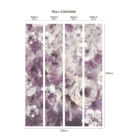 Tapet, Bloom, Magenta Purple Luxury Floral, 1838 Wallcoverings, 6.5mp / rola - Img 2