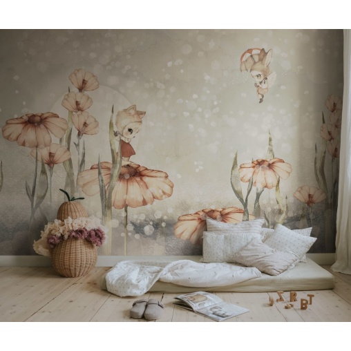 Tapet Bloomy Fields of Marion, Gray Green, Rebel Walls