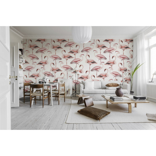 Tapet Flamingos, Soft Pink, Rebel Walls