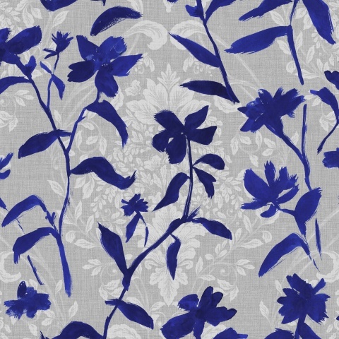 Tapet lavabil Blooming Damask, Blue, TresTintas 5mp / rola - Img 2