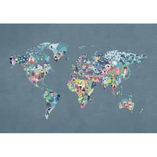 Tapet lavabil Diversity Map, Ocean, Coordonne