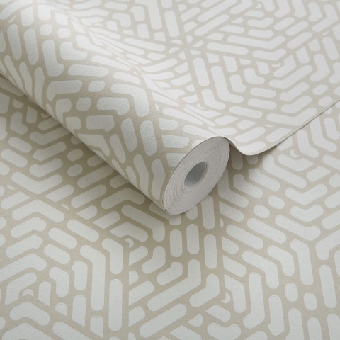 Tapet, Willow, Barley Neutral Luxury Geometric, 1838 Wallcoverings, 5.3mp / rola - Img 2