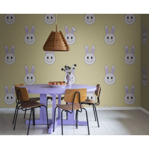 Tapet Year of the Rabbit Smiley, Saffron, Rebel Walls