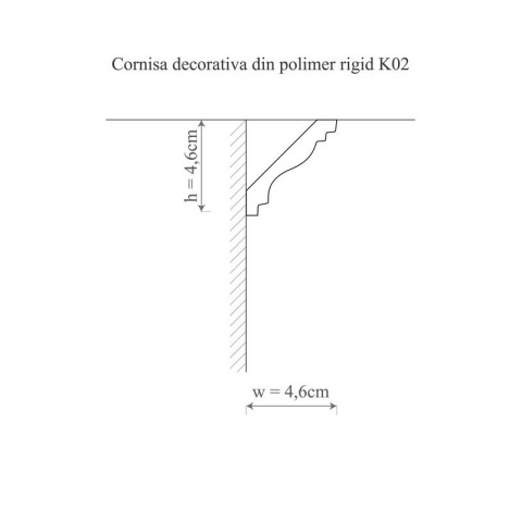 Cornisa polimer rigid, Allegria, K2 - 4.6x4.6x200 cm - Img 2
