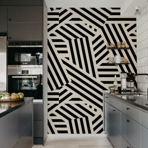 Fototapet, Abstract Stripes, Liquorice &amp; Cream, Rebel Walls - Img 3