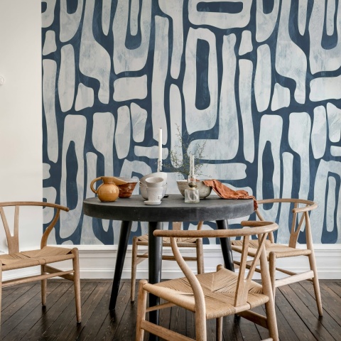 Fototapet, Aesthetic Shapes, Blue, Rebel Walls