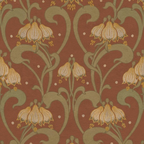 Fototapet, Art Nouveau Flower, Red, Rebel Walls - Img 2