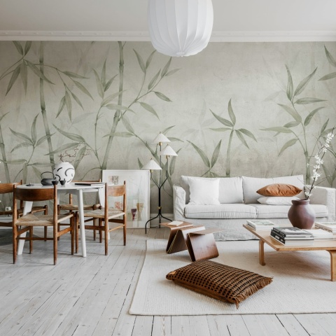 Fototapet, Bamboo Horizon, Green, Rebel Walls