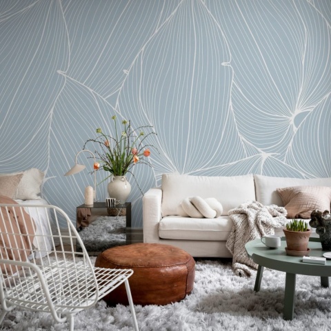 Fototapet, Big Leafs, Baby Blue, Rebel Walls - Img 6