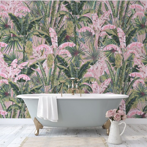Fototapet Blush Groove in pink jungle, VLAdiLA - Img 4