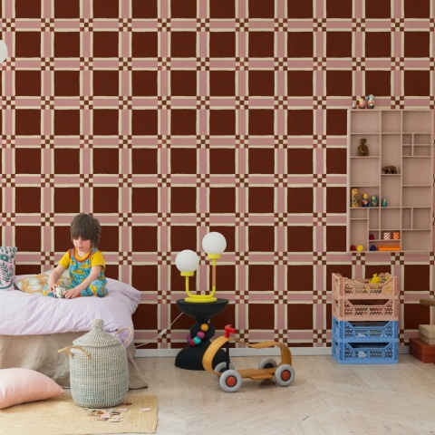 Fototapet, Bold Grid, Burgundy, Rebel Walls
