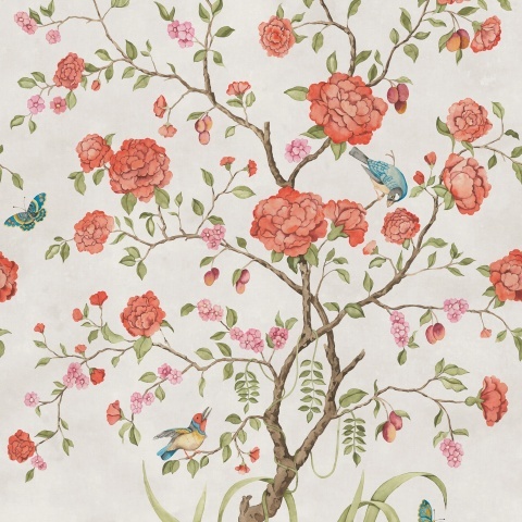 Fototapet, Chinoiserie Botanica, White, Rebel Walls - Img 2