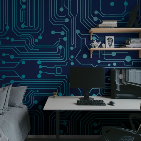 Fototapet, Circuit Board, Blue, Rebel Walls - Img 3