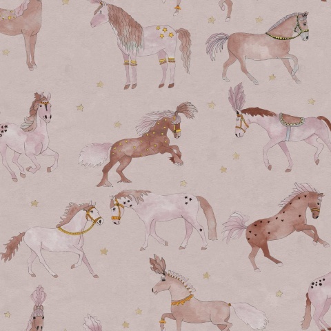Fototapet, Circus Horses, Soft Pink, Rebel Walls - Img 2