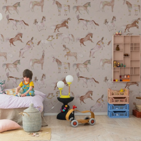 Fototapet, Circus Horses, Soft Pink, Rebel Walls