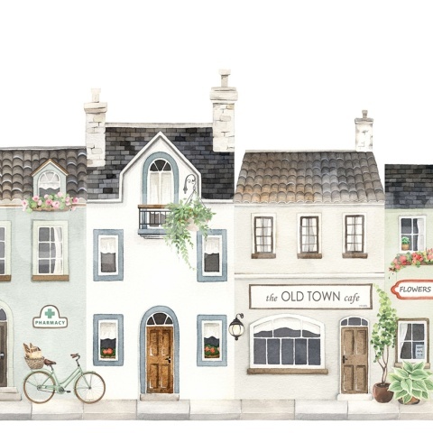 Fototapet, Cobblestone Lane, Pastel, Rebel Walls - Img 2