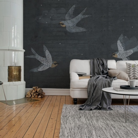 Fototapet, Concrete Art, Night Swallow, Rebel Walls - Img 3