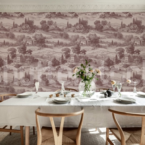 Fototapet, Countryside Toile, Cambridge Red, Rebel Walls - Img 3