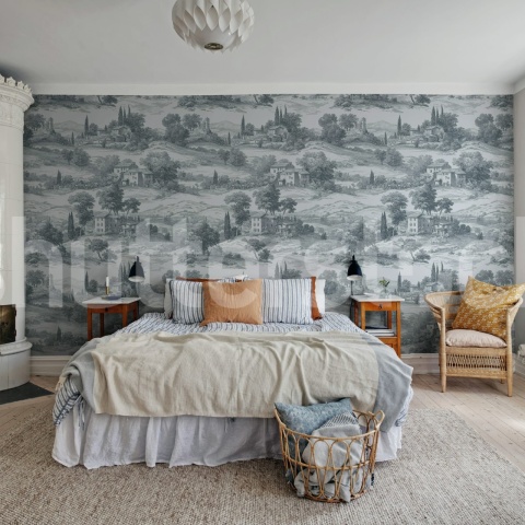 Fototapet, Countryside Toile, Oxford Blue, Rebel Walls