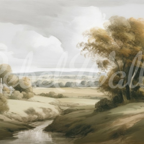 Fototapet, Field View Painting, Beige, Rebel Walls - Img 2