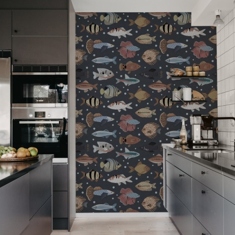 Fototapet, Fish Shoal, Night, Rebel Walls