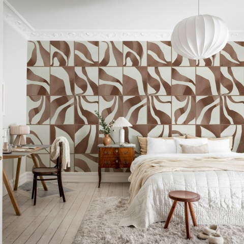 Fototapet, Floating Tiles, Brown, Rebel Walls