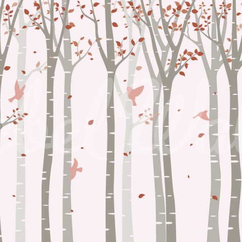 Fototapet, Forest Birds, Pink, Rebel Walls - Img 2