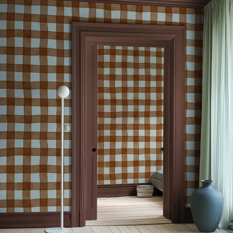 Fototapet, Gingham, Brown, Rebel Walls
