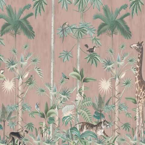 Fototapet, Giraffe's Stroll, Pink, Rebel Walls - Img 5