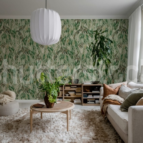 Fototapet, Hanging Branches, Warm Green, Rebel Walls