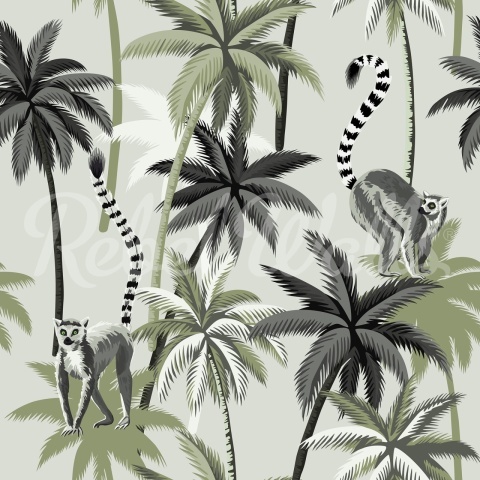Fototapet, Lemur Palms, Green, Rebel Walls - Img 2