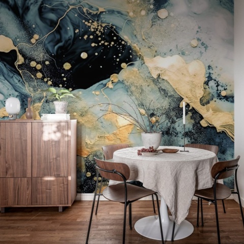 Fototapet, Marble Stream, Blue, Rebel Walls