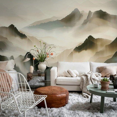 Fototapet, Misty Mountain, Beige, Rebel Walls