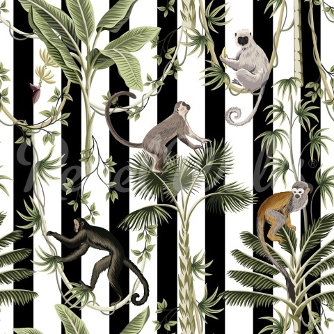 Fototapet, Monkey Stripes, Black, Rebel Walls - Img 2