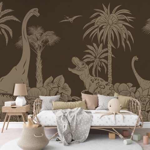 Fototapet Monochrome Dino - Brown Vintage, Kikki Belle - Img 3