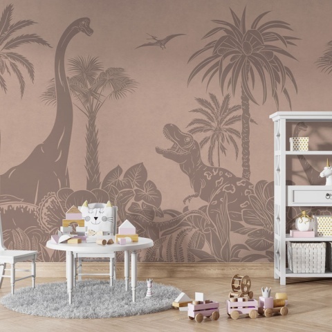 Fototapet Monochrome Dino - Pink Vintage, Kikki Belle - Img 5