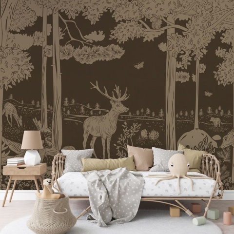 Fototapet Monochrome Forest - Brown Vintage, Kikki Belle - Img 3