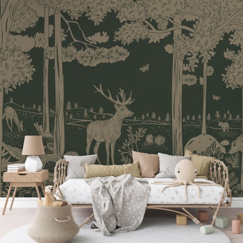 Fototapet Monochrome Forest - Green Vintage, Kikki Belle - Img 4