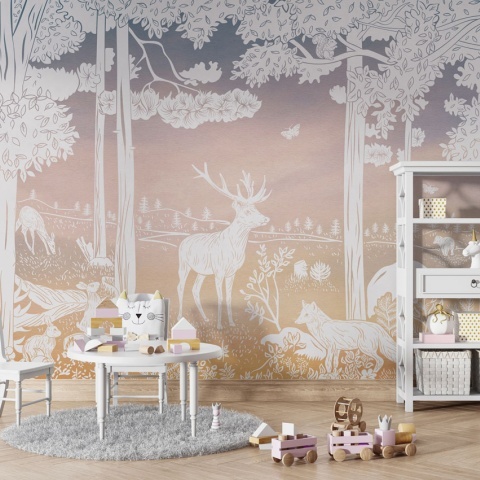 Fototapet Monochrome Forest - Pink Sky, Kikki Belle - Img 5