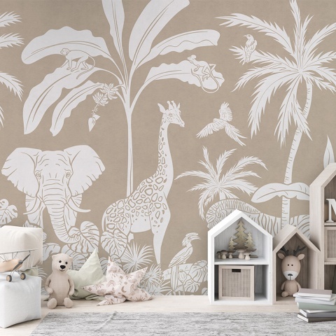 Fototapet Monochrome Jungle - Brown, Kikki Belle - Img 3
