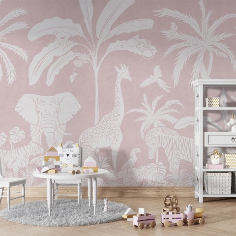 Fototapet Monochrome Jungle - Pink, Kikki Belle - Img 5