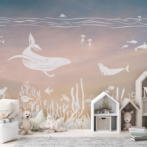 Fototapet Monochrome Sea - Aqua Pink, Kikki Belle - Img 3