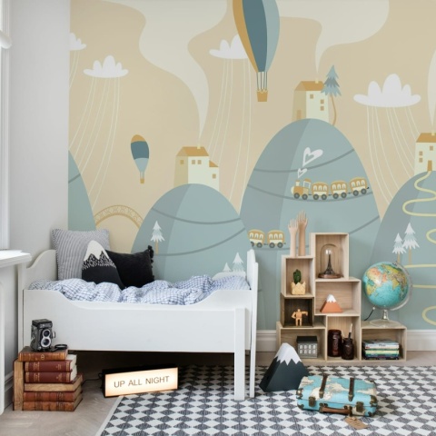 Fototapet, Mountain Village, Pastel, Rebel Walls
