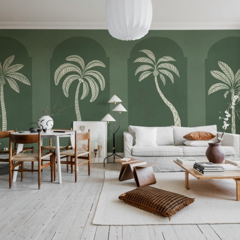 Fototapet, Palm Arches, Green, Rebel Walls