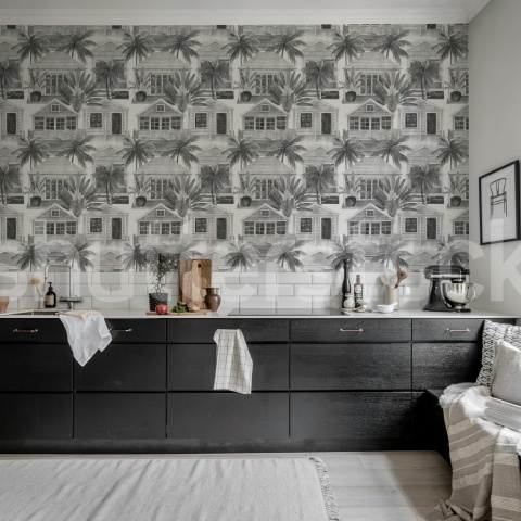 Fototapet, Palm Residence, Gray, Rebel Walls - Img 3