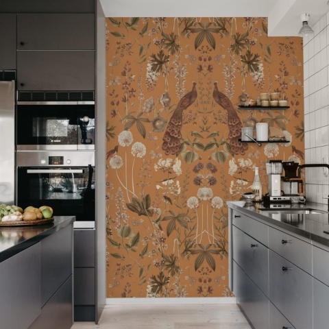 Fototapet, Peacock Garden, Ochre, Rebel Walls
