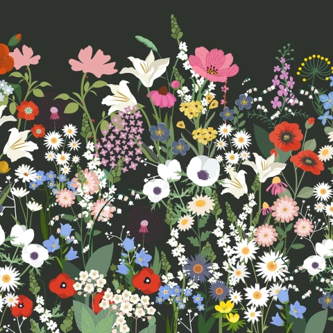 Fototapet, Playful Meadow, Black, Rebel Walls - Img 2