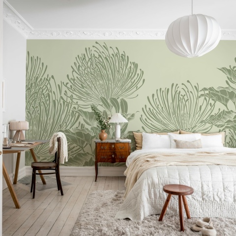 Fototapet, Protea Bloom, Soft Green, Rebel Walls - Img 3