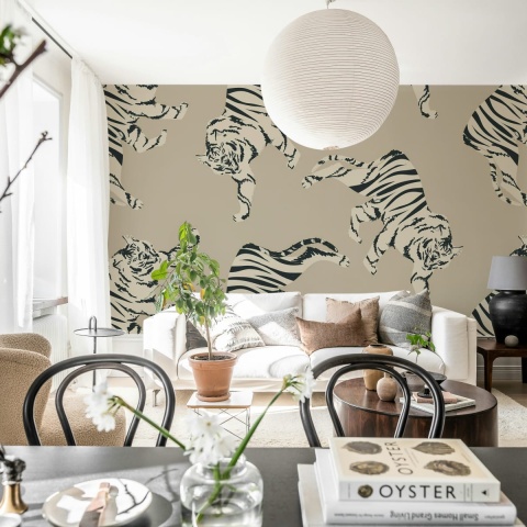 Fototapet, Quirky Tigers, Beige, Rebel Walls - Img 3