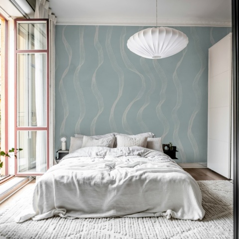 Fototapet, Ribbon Stripe, Light Blue, Rebel Walls